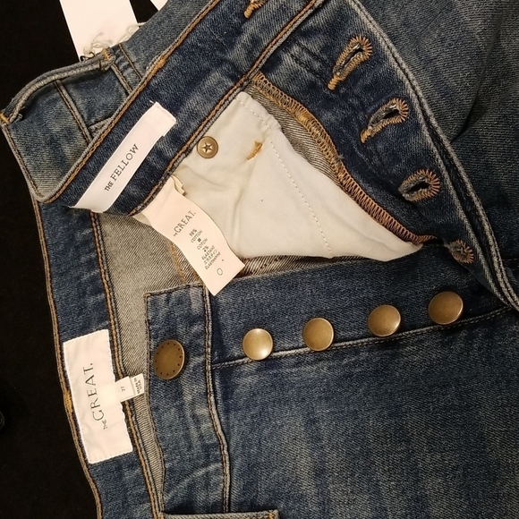 💕THE GREAT💕 The Fellow Jeans Drifter Wash with Rhinestones Button Fly 27 NWT - Picture 14 of 16